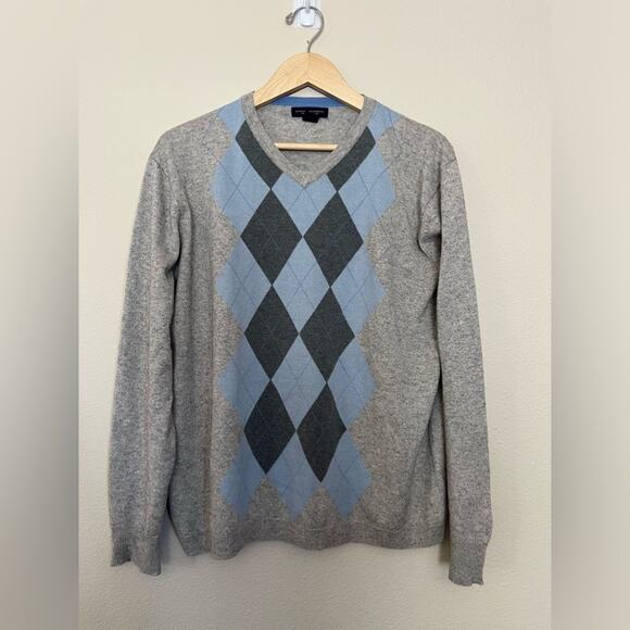 Banana Republic Men´s Silk Cashmere Argyle V neck sweater Men
